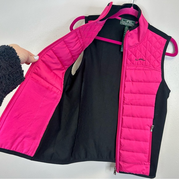 Lauren Ralph Lauren Active Pink Black Vest Cotton Womens S Zip Up Outdoor Run - Picture 2 of 11